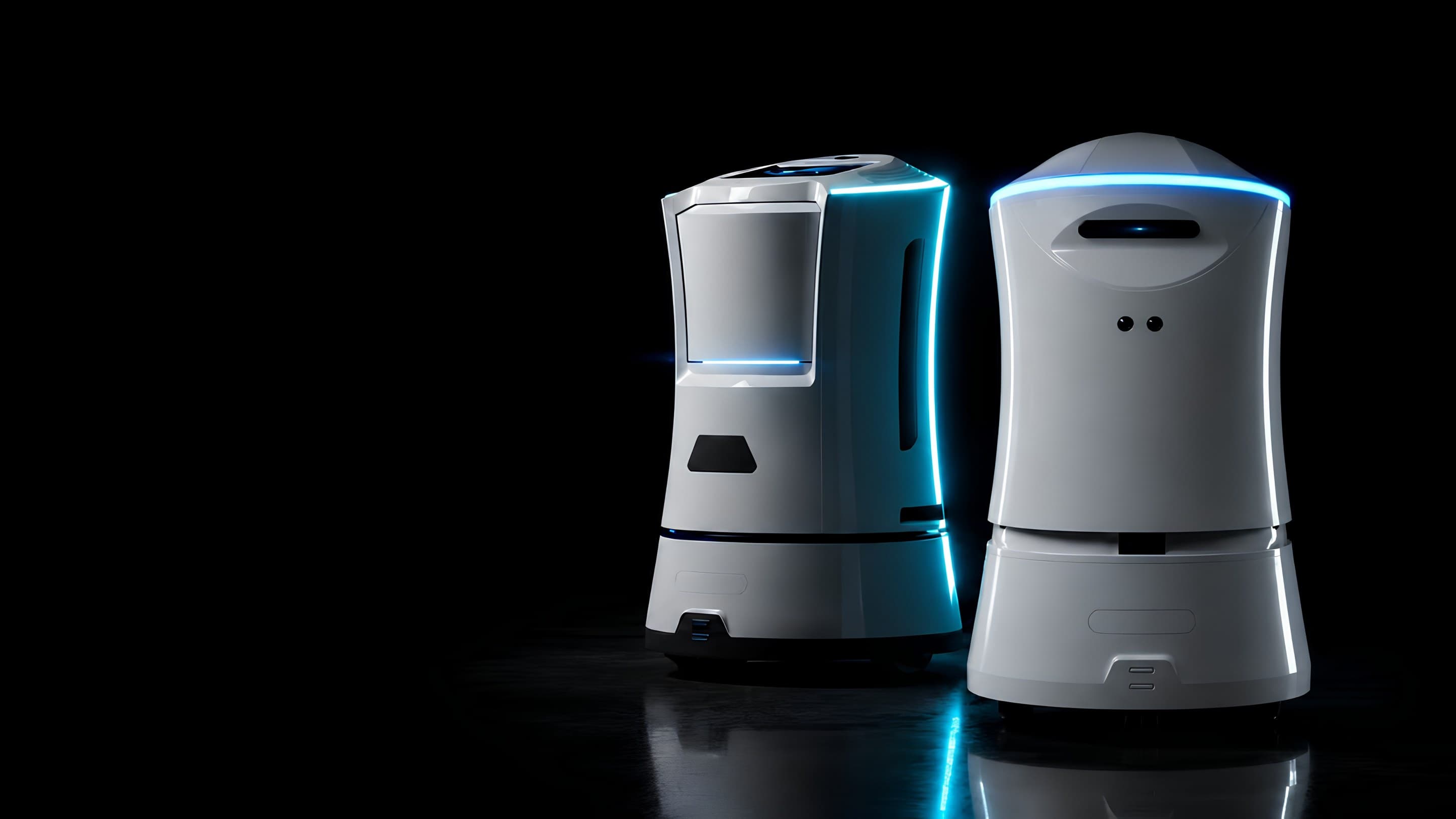 A pair of Atlas couriers side by side in the dark, halos lit