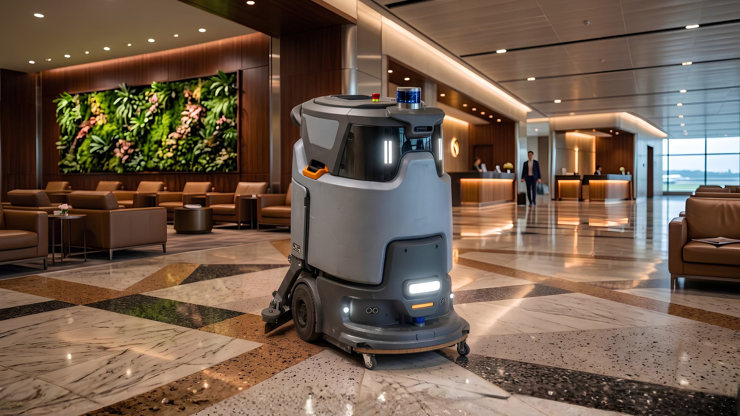 Titan working a polished airport lounge floor